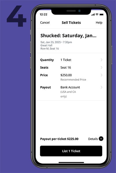 4. Phone with webpage opened to SeatGeek website showing confirmation